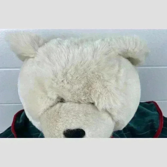 Dan Dee vintage Plush Bear White With Green‎ Overcoat - Picture 3 of 10